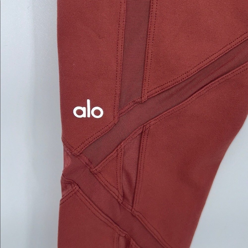 Alo Yoga High Waist Sculpt Mesh Leggings Rust Brown Size M - Picture 6 of 8